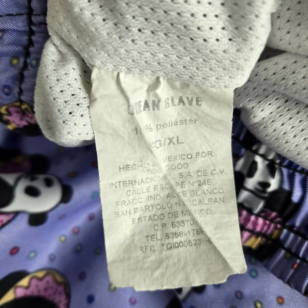 Ocean Slave By Too Good Swim Trunk Mens XL 32x5 Purple Panda In A Donut Lined